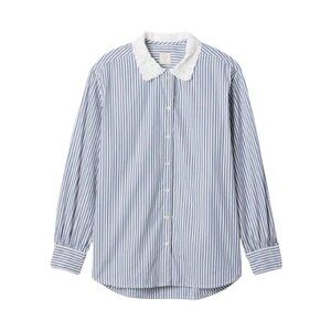 NWT GAP x Doen Organic Cotton Eyelet Big Shirt in Blue White Striped XXS 2XS